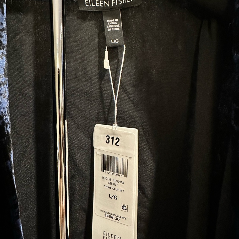 Eileen Fisher Elegant Velvet Jacket in Deep Blue Size Large - Picture 6 of 8
